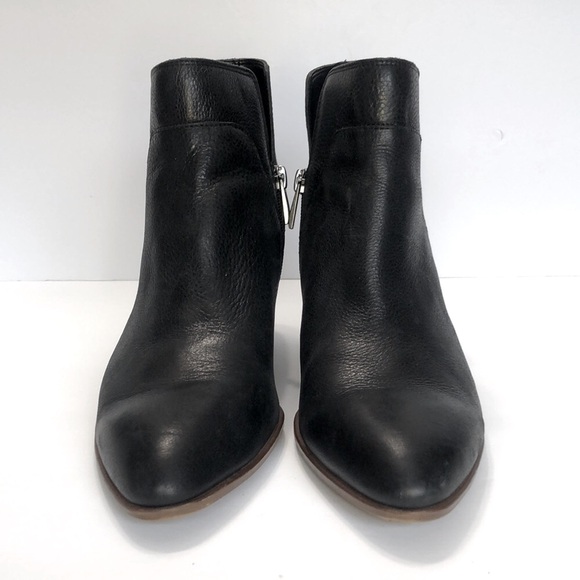 Franco Sarto Odessa Black Side Zip Side V Almond Toe Block Heel Boots size 9M - Picture 5 of 14